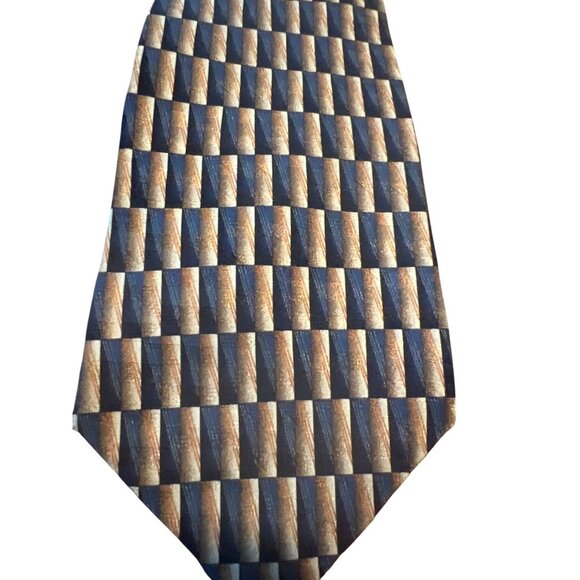 Oscar De La Renta Neckwear Men Silk Tie Brown Gray with Print 3.75" x 59" - Picture 1 of 5